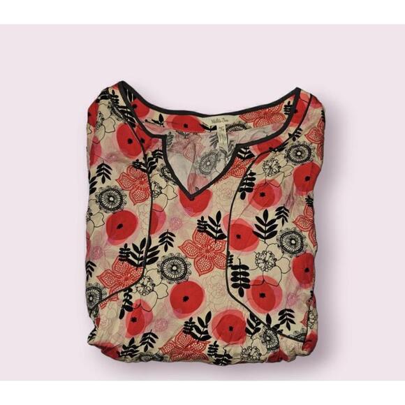 Matilda Jane Floral Tunic Blouse Women's Size Medium (M) Red Pink Black Multi - Picture 5 of 10